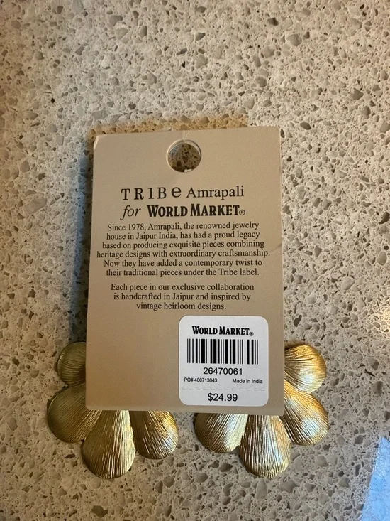 Gold Plated Floral Drop Earrings - Picture 2 of 2